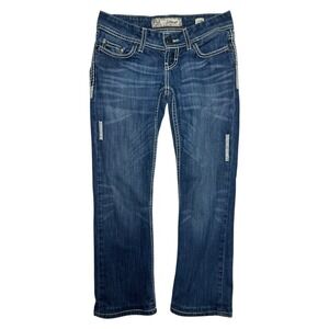 BKE Sabrina Bootcut Jeans Women's Size 25R Dark Wash Distressed Denim